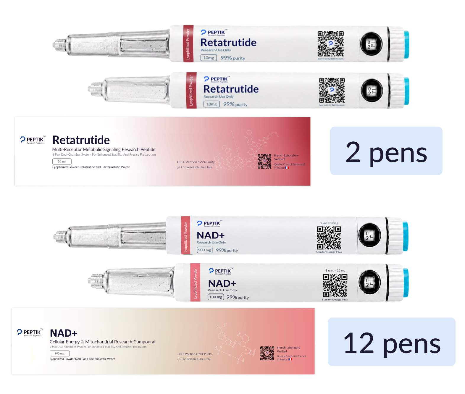 2 Retatrutide + 12 NAD+ Pens