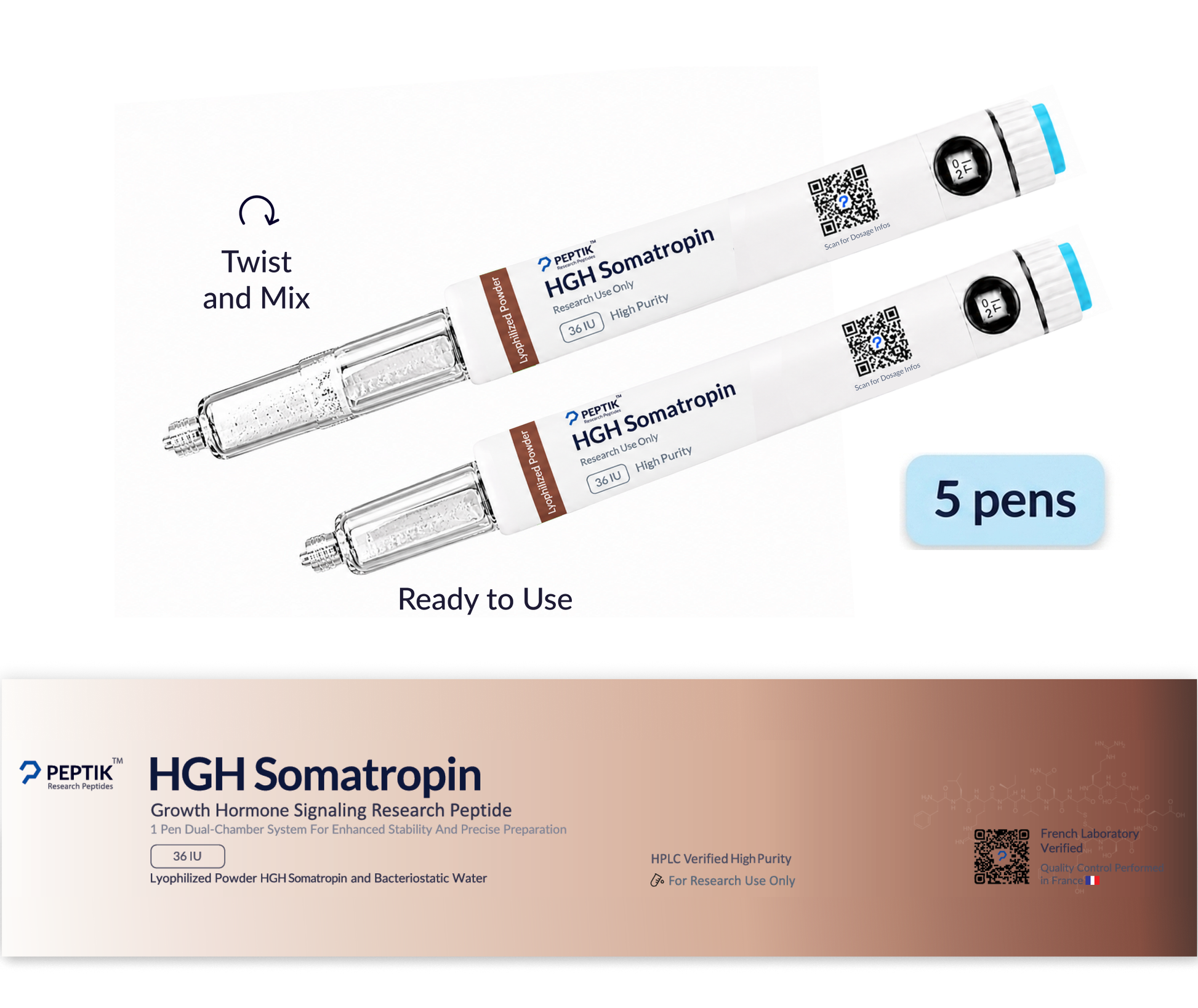 Set of 5 HGH Somatropin - 5 Pens