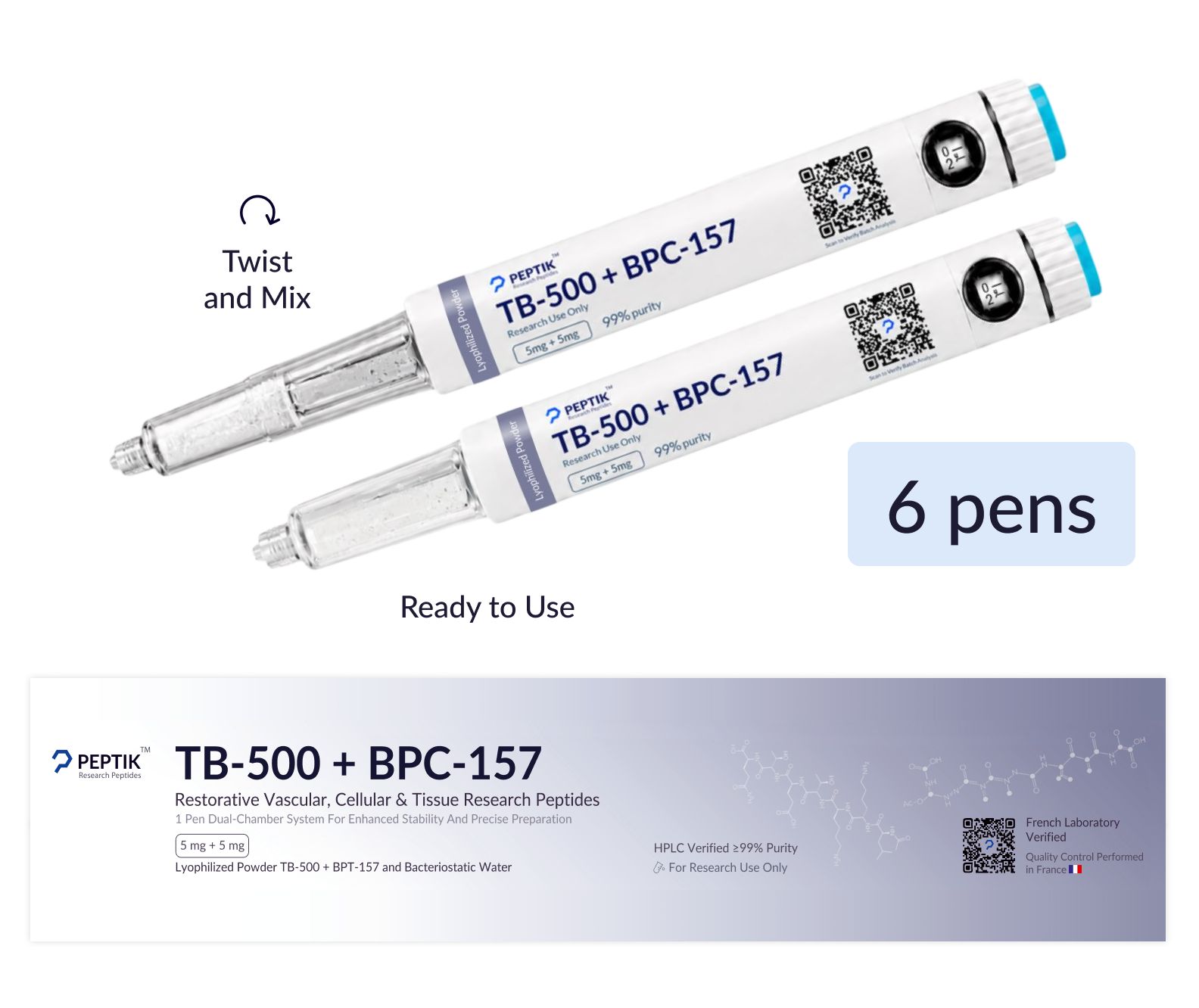 Set of 6 TB-500 + BPC-157 — Pen